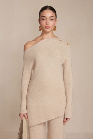 Cult Gaia Elory Knit Toppi Khaki | QEMF03281